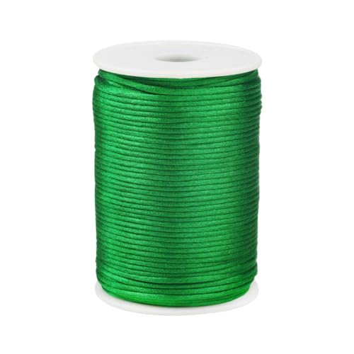 Paybous Nylon-Satinschnur, 3 mm x 45 m, geflochtener Faden für chinesische Knoten, Rattail, Makramee, Armbänder, Halsketten, Schmuckherstellung (grün) von Paybous