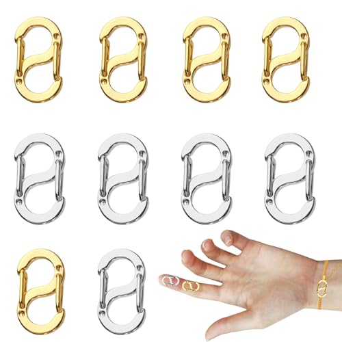 Armband Verschluss,Kettenverschluss,10 Stück Doppelöffnungs Verkürzer Verschluss,Silber und Gold S-Form Verschlüsse für Armbänder,Schnallen und Verschlüsse von PceGan