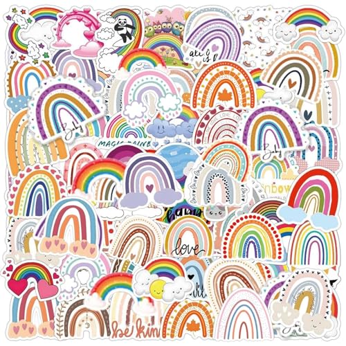 Regenbogen Aufkleber, Aufkleber, 120 Stück Niedliche Bunte Scrapbook Stickers, Regenbogen Deko Fahrrad Aufkleber Kofferaufkleber, Personalisierte Aufkleber für Wasserflaschen Skateboards Gitarren von PceGan