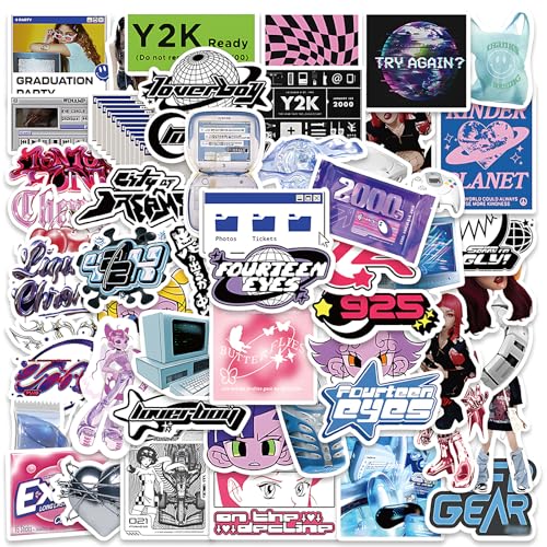 Sticker Aesthetic, 111 Stück Y2k Aufkleber, Wasserfeste Aufkleber für Wasserflasche, Scrapbook, Skateboard, Lustige Sticker für Kinder und Erwachsene von PceGan