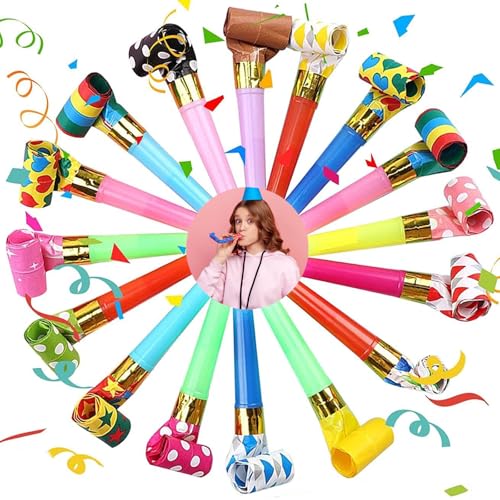 Tröte, Trompete Kinder, 60 Stück Farbig Gemischt Tröten, Trompete Tröte Laut Partytröten, Krachmacher zum Anfeuern Lustige Spielzeuge für Neujahr Geburtstag Party Kinder Party Weihnachten von PceGan