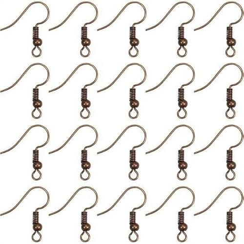 Ohrringhaken aus rotem Kupfer, hypoallergen, mit Kugel- und Spiraldrähten, Schmuckzubehör für DIY-Schmuckherstellung, Ohrringteile, 100 Stück, 20 x 17 mm, 10 Farben von Pchnfei