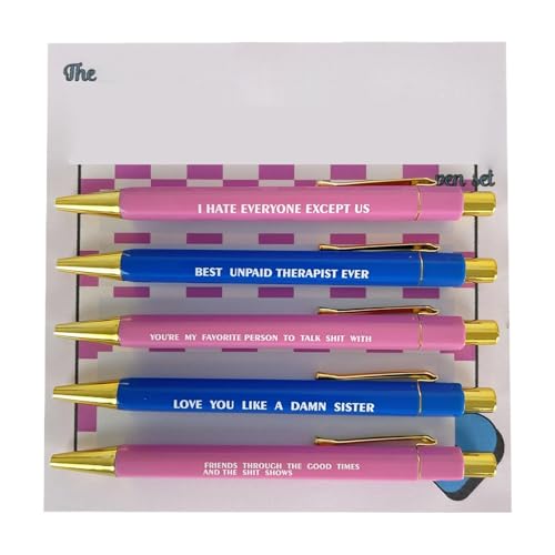 Pcingsia Funny Work Pens | 5 x einziehbarer Schreibstift – glattes Schreiben, Kugelschreiber, einziehbarer schwarzer Tintenstift zum Schreiben von Tagebüchern, Notizen Pcingsia Funny Work Pens | 5 x einziehbarer Schreibstift – glattes Schreiben, Kugelschreiber, einziehbarer schwarzer Tintenstift zum Schreiben von Tagebüchern, Notizen von Pcingsia