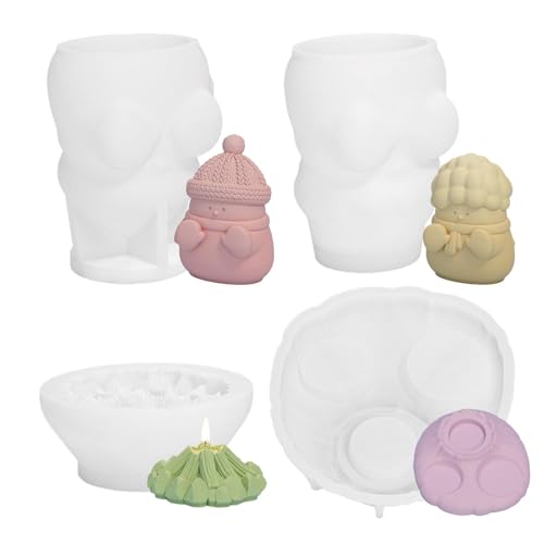 Pcingsia Kerzenform – 4 x tragbare Silikonform-Set | Harz-Bastelform, Urlaubsgussformen, Weihnachtskerzenform für Damen und Herren von Pcingsia