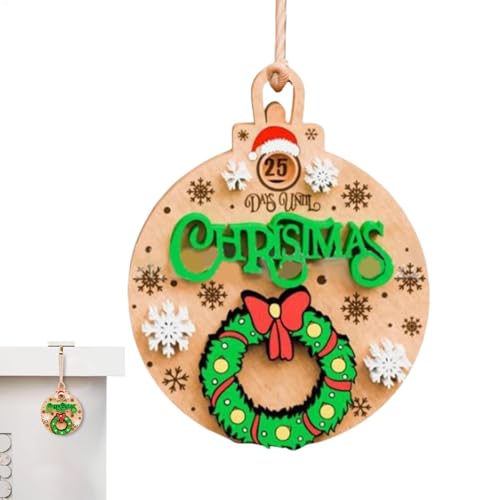 Pcingsia Weihnachts-Countdown-Kalender aus Holz | Wandschild aus Holz Weihnachts-Countdown-Kalender | Saisonaler 25-Tage-Countdown-Weihnachtsstatue für Schlafzimmer, Arbeitszimmer von Pcingsia