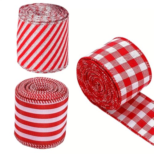 Pcingsia Weihnachtsband mit Draht für Kränze, 3 Rollen, Glitzer-Bastelbänder, Weihnachten – Süßigkeiten-Geschenkbänder, insgesamt 13,7 m, Jute-Dekoband für Weihnachten Pcingsia Weihnachtsband mit Draht für Kränze, 3 Rollen, Glitzer-Bastelbänder, Weihnachten – Süßigkeiten-Geschenkbänder, insgesamt 13,7 m, Jute-Dekoband für Weihnachten von Pcingsia