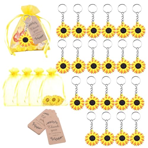 Pcivzxam 30-Teiliges Partyzubehör-Set mit Sonnenblumenmotiv, Schlüsselanhänger mit Sonnenblumenmotiv für Geburtstage, Hochzeiten, Babypartys und Geschenke von Pcivzxam