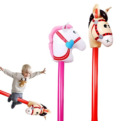 Hobby Horse, 2er-Set Aufblasbare Steckenpferde, Ideal Für Rollenspiele Und Kinderpartys, Leicht Und Sicher, Steckenpferd Für Hobby Horse-Spiele, Perfekte Größe Für Kinder von Pcone Kon