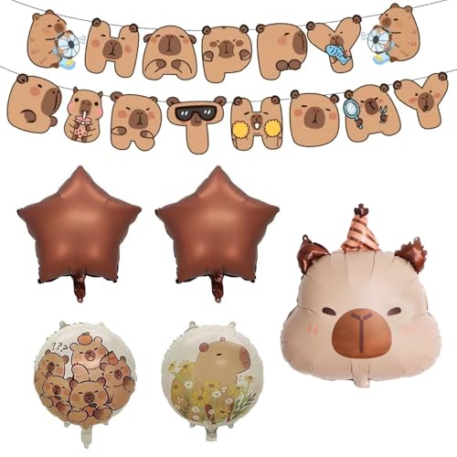 1 Set Capybara Geburtstag Deko, Alufolien-Dekorationen für Kindergeburtstag, Capybara Geburtstag, Thementische und Fotohintergründe, Capybara Party Zubehör von PcvGef