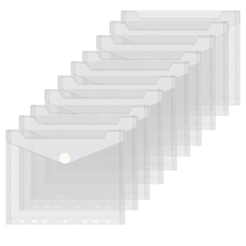 10 Stück Dokumententasche A5 Abheftbar, Transparente Dokumentenmappe DIN A5, Wasserdichte Mappe aus Polypropylen für Büro, Schule und Haushalt, 22.5 cm x 18 cm von PcvGef