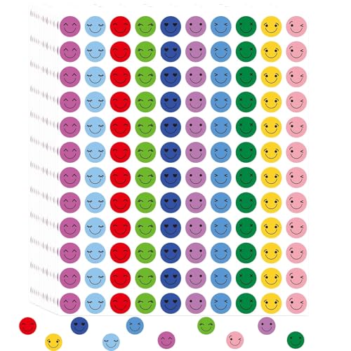 2400 Stück Emoji Sticker, Smiley Aufkleber Bunt, Klebepunkte für Lehrer, Kinder und Büro Smiley Sticker, Motivationssticker für Belohnung und Dekoration, 15.2 x 12.7 cm 2400 Stück Emoji Sticker, Smiley Aufkleber Bunt, Klebepunkte für Lehrer, Kinder und Büro Smiley Sticker, Motivationssticker für Belohnung und Dekoration, 15.2 x 12.7 cm von PcvGef