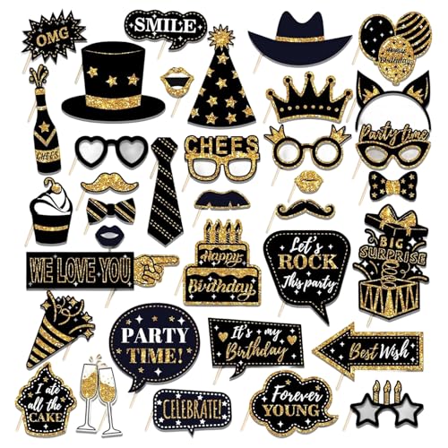 36 Stück Fotobox Accessoires Geburtstag – Lustige Foto Requisiten für Geburtstagsparty, Selfie Props mit Schnurrbart, Brille, Lippen, Hüte und mehr – Fotorequisiten Set für Fotobox und Partyspaß 36 Stück Fotobox Accessoires Geburtstag – Lustige Foto Requisiten für Geburtstagsparty, Selfie Props mit Schnurrbart, Brille, Lippen, Hüte und mehr – Fotorequisiten Set für Fotobox und Partyspaß von PcvGef