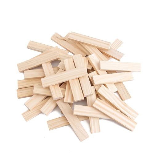 60 Stück Bastelholz für DIY-Projekte, 11.2 * 2.2 * 0.8 cm, Holzklötzchen zum Basteln, Kreative Handarbeiten und Home Deko, Holzleisten von PcvGef