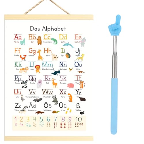 ABC Poster Für Kinder, Alphabet Poster Mit 1 Lernstab, 30x40 CM Großes Lernposter Für Kinderzimmer, Kindergarten Und Vorschule, Ideal Zum Buchstaben Lernen Und Zahlen Erkennen ABC Poster Für Kinder, Alphabet Poster Mit 1 Lernstab, 30x40 CM Großes Lernposter Für Kinderzimmer, Kindergarten Und Vorschule, Ideal Zum Buchstaben Lernen Und Zahlen Erkennen von PcvGef