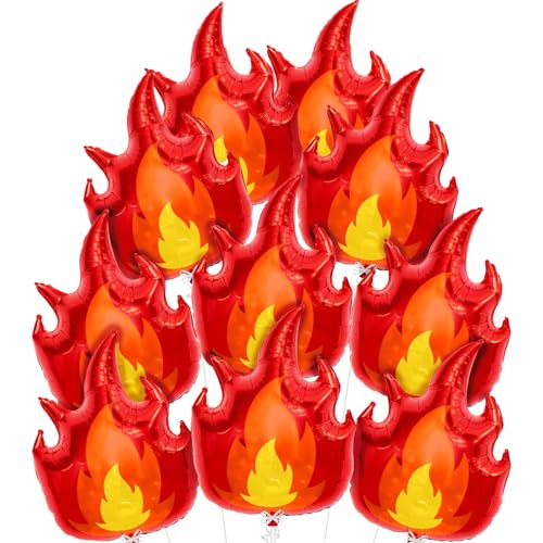 Feuerwehr Geburtstag Deko, 10 Stück Flammenballons für Kindergeburtstag, Feuer und Flamme Partydekoration, 70cm*55cm Alufolienballons in Rot Feuerwehr Geburtstag Deko, 10 Stück Flammenballons für Kindergeburtstag, Feuer und Flamme Partydekoration, 70cm*55cm Alufolienballons in Rot von PcvGef