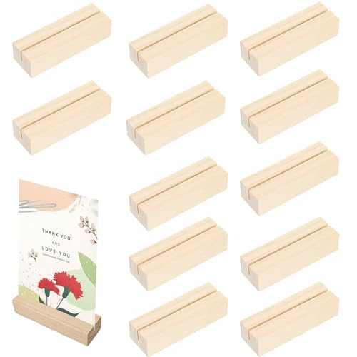 PcvGef 12 Stück Kartenhalter Holz, Kartenhalter Tisch, Holz, Kartenhalter, Geeignet FüR BüRo, Bankett, GroßE Gesellschaftliche AnläSse, Restaurant-Nummernhalter, MenüHalter von PcvGef