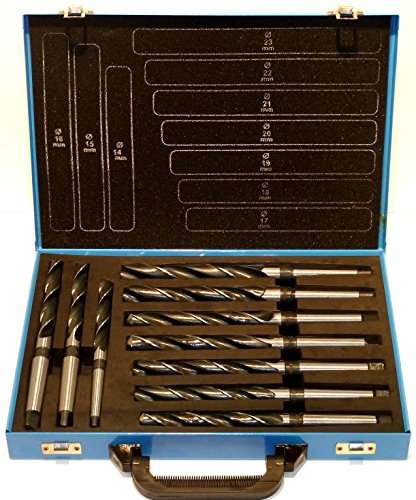 PeTools, Spiralbohrer 10 tlg. HSS Konus-Bohrer, Stahlbohrer 14-23mm, Morsekegel MK MK1, MK2, DIN345 von PeTools