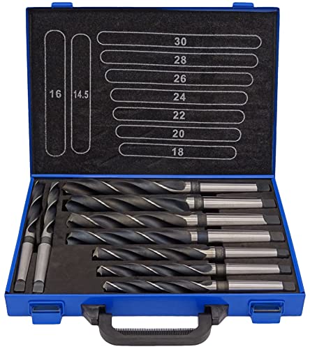 PeTools, Spiralbohrer 9 tlg. HSS Konus-Bohrer, Stahlbohrer 14,5-30mm, Morsekegel MK MK2, MK3 DIN345 von PeTools