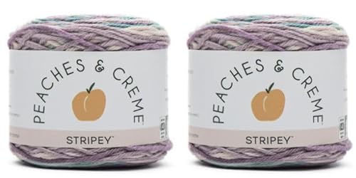 Peaches & Creme 262017 Stripey 4 Medium Baumwollgarn, 56,7 g, 102 m, Lavendelwiese, 2 Stück Peaches & Creme 262017 Stripey 4 Medium Baumwollgarn, 56,7 g, 102 m, Lavendelwiese, 2 Stück von Peaches & Creme