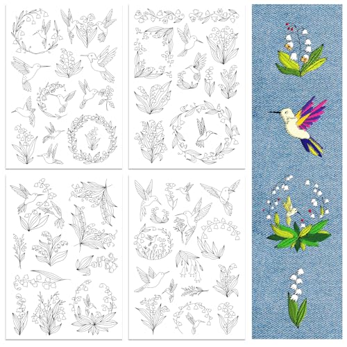 Peacoblue Stickvorlagen Wasserlöslich für Anfänger 4 Sheet Kolibri und Blume with 50pcs Muster, Wash Away Stick and Stitch Auflösbares Stickereipapier für Handnähbegeisterte Frauen Erwachsene Peacoblue Stickvorlagen Wasserlöslich für Anfänger 4 Sheet Kolibri und Blume with 50pcs Muster, Wash Away Stick and Stitch Auflösbares Stickereipapier für Handnähbegeisterte Frauen Erwachsene von Peacoblue