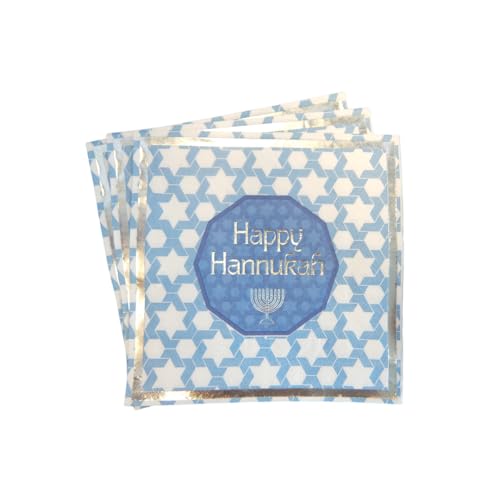 Happy Chanukkah Party-Servietten, Blau und Silber, 20 Stück Happy Chanukkah Party-Servietten, Blau und Silber, 20 Stück von Peacock Supplies