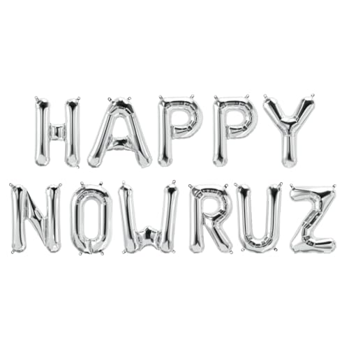 Happy Nowruz Folienballons, Silber von Peacock Supplies