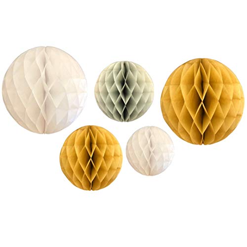 Honeycomb Ball Decorations (5pk) - Gold & White von Peacock Supplies