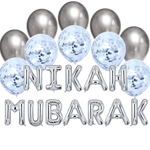 Peacock Supplies - Ballon-Set – Nikah Mubarak – Silber von Peacock Supplies