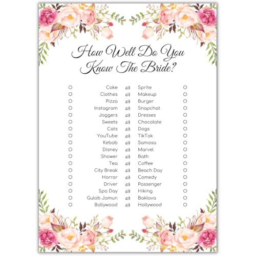 Peacock Supplies How Well Do You Know The Bride Spiel (10 Stück) von Peacock Supplies
