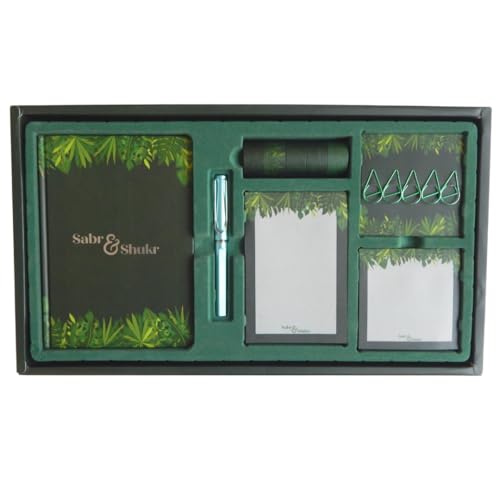 Peacock Supplies Sabr & Shukr Schreibwaren-Geschenkset, Dschungel, Grün und Silberfolie von Peacock Supplies