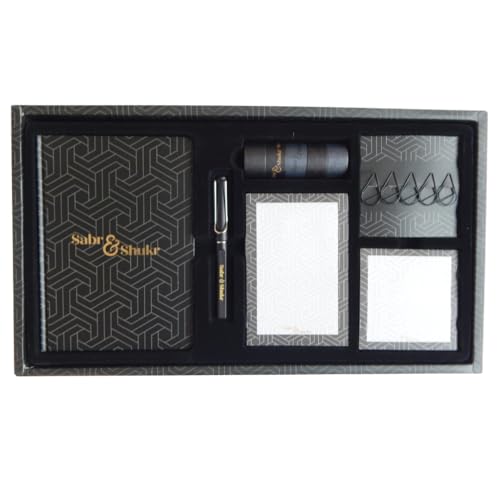 Peacock Supplies Sabr & Shukr Schreibwaren-Geschenkset (geometrisch), Schwarz und Goldfolie von Peacock Supplies
