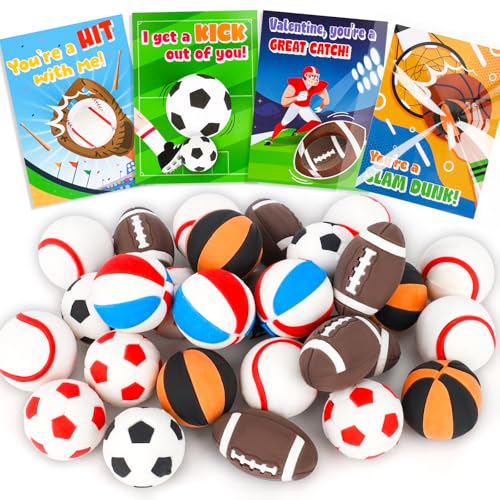 Valentinstagskarten für Kinder, Schule, mit Mini-Sportball-Radiergummis, Valentinstagsgeschenke für Kinder, Klassenzimmer, Austausch, Jungen, Valentinstag, Spielzeug, Partygeschenk, Großklasse, Valentinstagskarten für Kinder, Schule, mit Mini-Sportball-Radiergummis, Valentinstagsgeschenke für Kinder, Klassenzimmer, Austausch, Jungen, Valentinstag, Spielzeug, Partygeschenk, Großklasse, von Peacurh
