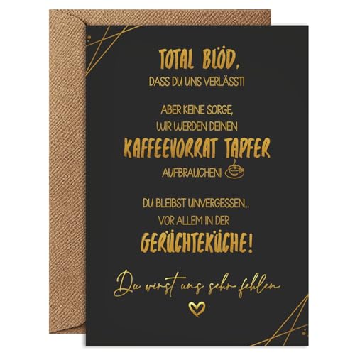 Kollege Karte A6 mit Umschlag Klappkarte und Wachssiegel - Jobwechsel Abschiedskarte Kündigung Kollegen Lustig Karte - Abschied Abschiedsgeschenk Kollegin von PeakPeek
