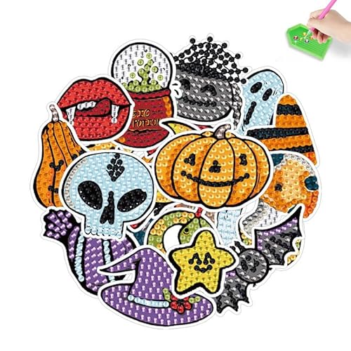 Pearlgirl Kawaii Diamant Malerei Aufkleber,21 Pieces Halloween Kürbis Kopf Zauberer Hut Skelett Gespenst Gem Art Diamond Painting Sticker Art Sticker Kits für Kinder Pearlgirl Kawaii Diamant Malerei Aufkleber,21 Pieces Halloween Kürbis Kopf Zauberer Hut Skelett Gespenst Gem Art Diamond Painting Sticker Art Sticker Kits für Kinder von PearlGirl