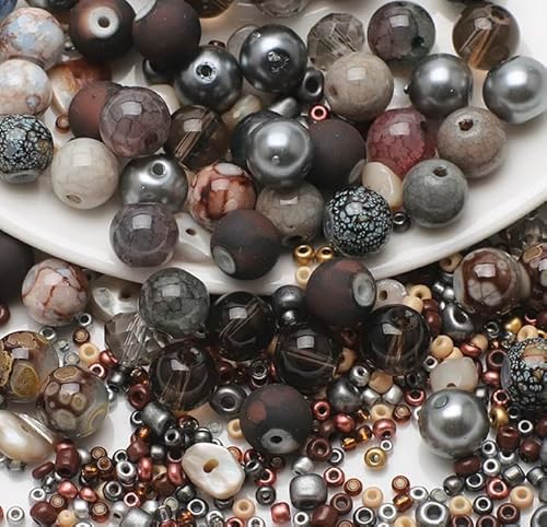 Glasperlen Mix "Gemstone" plus Rocailles (Obsidian) von Pearly Paradise