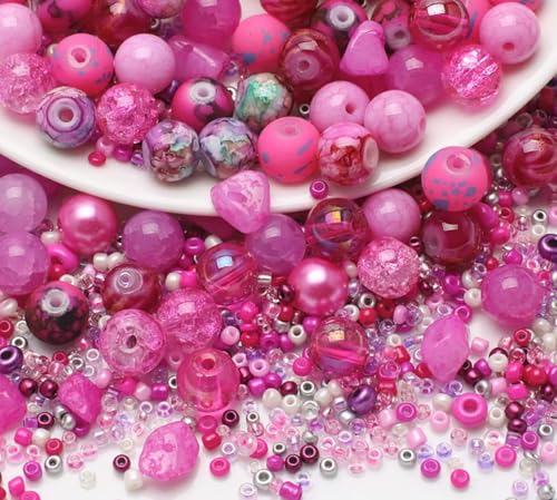 Glasperlen Mix "Gemstone" plus Rocailles (Pink Tourmaline) von Pearly Paradise