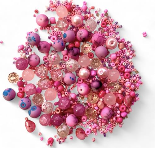 Glasperlen Mix "Gemstone" plus Rocailles (Rosenquarz) von Pearly Paradise