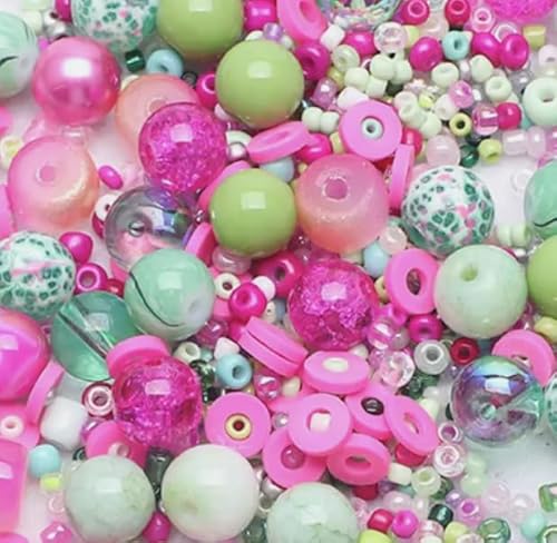 Glasperlen Mix plus Rocailles (Avocado & Rose) von Pearly Paradise