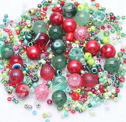 Glasperlen Mix plus Rocailles (Erdbeerfeld) von Pearly Paradise