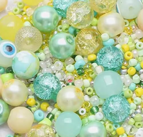 Glasperlen Mix plus Rocailles (Zitronen Minze) von Pearly Paradise