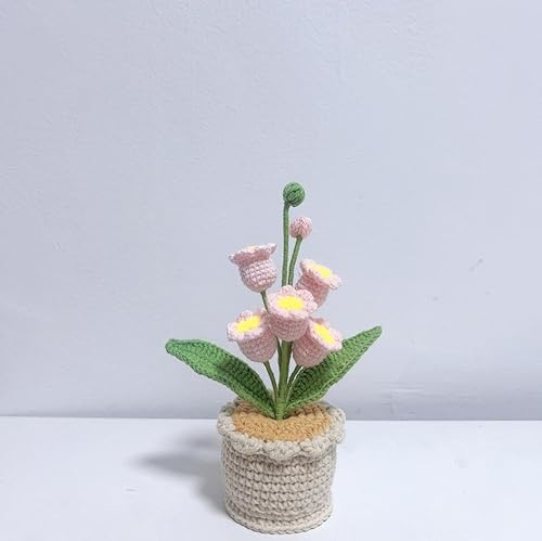 Handgefertigte Häkelblumen, kleine Topfpflanzen, gestrickte Schreibtischdekorationen für Heimbüro-Dekor (Maiglöckchen (5 Köpfe)) von Peauley