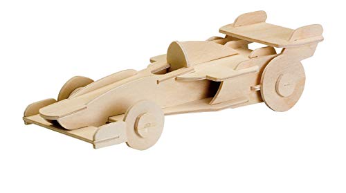 Pebaro 850/11 Holzbausatz Rennwagen, 3D Puzzle, Modellbausatz, Basteln mit Holz, Holzpuzzle, vorgestanzte Holzplatte, inkl. Schmirgelpapier, ausbrechen, zusammenstecken, fertig, Geschenkidee von Pebaro