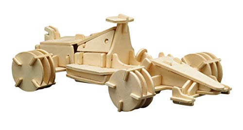 Pebaro 850/8 Holzbausatz Rennwagen, 3D Puzzle, Modellbausatz, Basteln mit Holz, Holzpuzzle, vorgestanzte Holzplatte, ausbrechen, zusammenstecken, fertig, inkl. Schmirgelpapier, Geschenkidee von Pebaro