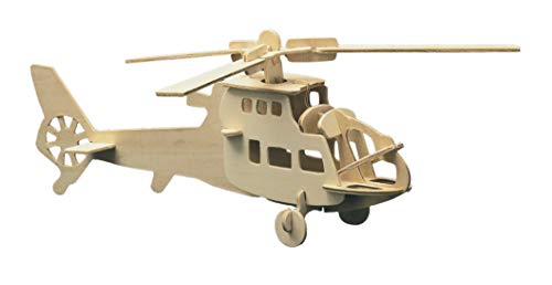 Pebaro 850/3 Holzbausatz Helikopter, 3D Puzzle, Modellbausatz, Basteln mit Holz, Holzpuzzle, vorgestanzte Holzplatte, inkl. Schmirgelpapier, ausbrechen, zusammenstecken, fertig, Geschenkidee von Pebaro