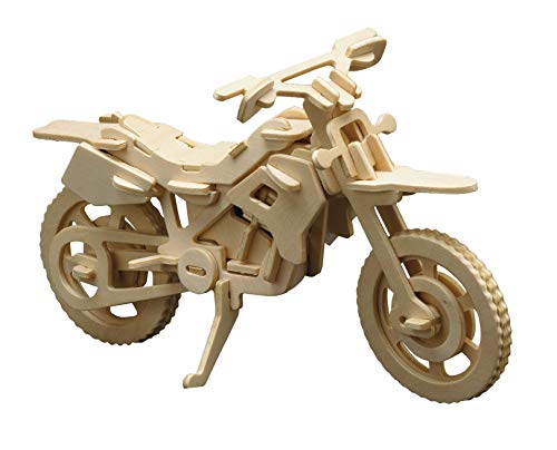 Pebaro 850/6 Holzbausatz Cross-Motorrad, 3D Puzzle, Modellbausatz, Basteln mit Holz, Holzpuzzle, vorgestanzte Holzplatte, inkl. Schmirgelpapier, ausbrechen, zusammenstecken, fertig, Geschenkidee von Pebaro