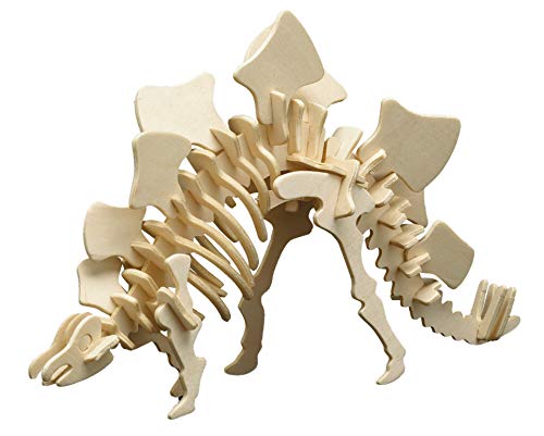 Pebaro 856/5 Holzbausatz Stegosaurus, Dinosaurier 3D Puzzle, Basteln mit Holz, Holzpuzzle, Bastelset, vorgestanzte Holzplatte, inkl. Schmirgelpapier, ausbrechen, zusammenstecken, fertig, Geschenkidee von Pebaro