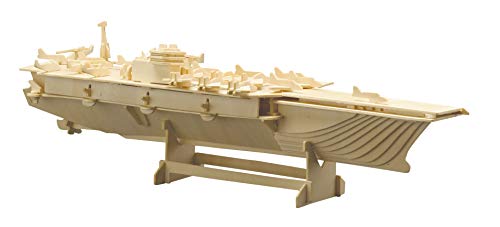 Pebaro 872 Holzbausatz Flugzeugträger, 3D Puzzle Schiff, Modellbausatz, Basteln mit Holz, Holzpuzzle, Bastelset, vorgestanzte Holzplatte, ausbrechen, zusammenstecken, fertig, Geschenkidee von Pebaro