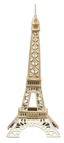 Pebaro 881 Holzbausatz Eiffelturm, 3D Puzzle Bauwerk Paris, Modellbausatz, Basteln mit Holz, Holzpuzzle, Bastelset, vorgestanzte Holzplatte, ausbrechen, zusammenstecken, fertig, Geschenkidee, Mittel von Pebaro