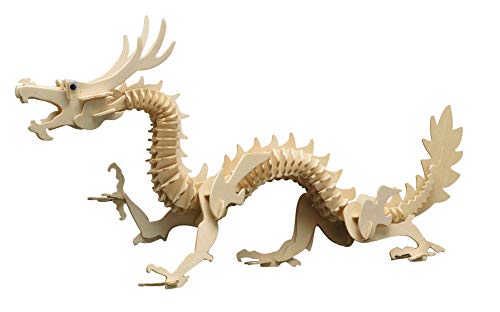 Pebaro 857/6 Holzbausatz Chinesischer Drachen, 3D Puzzle Fantasy, Modellbausatz, Basteln mit Holz, Holzpuzzle, Bastelset, vorgestanzte Holzplatte, ausbrechen, zusammenstecken, fertig, Geschenkidee von Pebaro