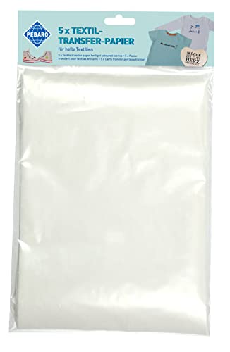 Pebaro TP-5 Textiltransfer-Papier DIN A4, 5 Stück, Transferpapier, Bügelpapier für den Inkjetdrucker, zum Aufbügeln auf hellen Textilien Pebaro TP-5 Textiltransfer-Papier DIN A4, 5 Stück, Transferpapier, Bügelpapier für den Inkjetdrucker, zum Aufbügeln auf hellen Textilien von Pebaro